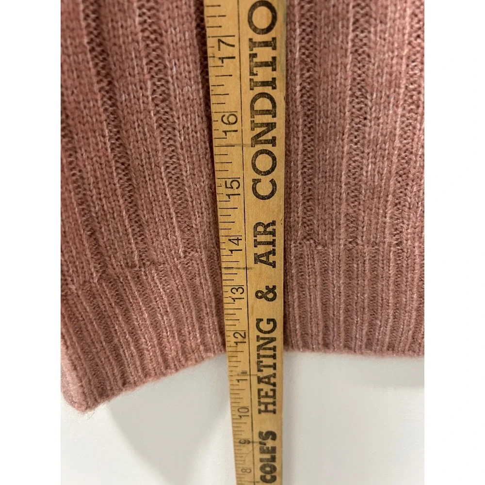 NWT Liz Claiborne Women Pearl Embellished Puff Sleeve Ribbed Knit Sweater Pink L